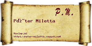 Péter Miletta névjegykártya